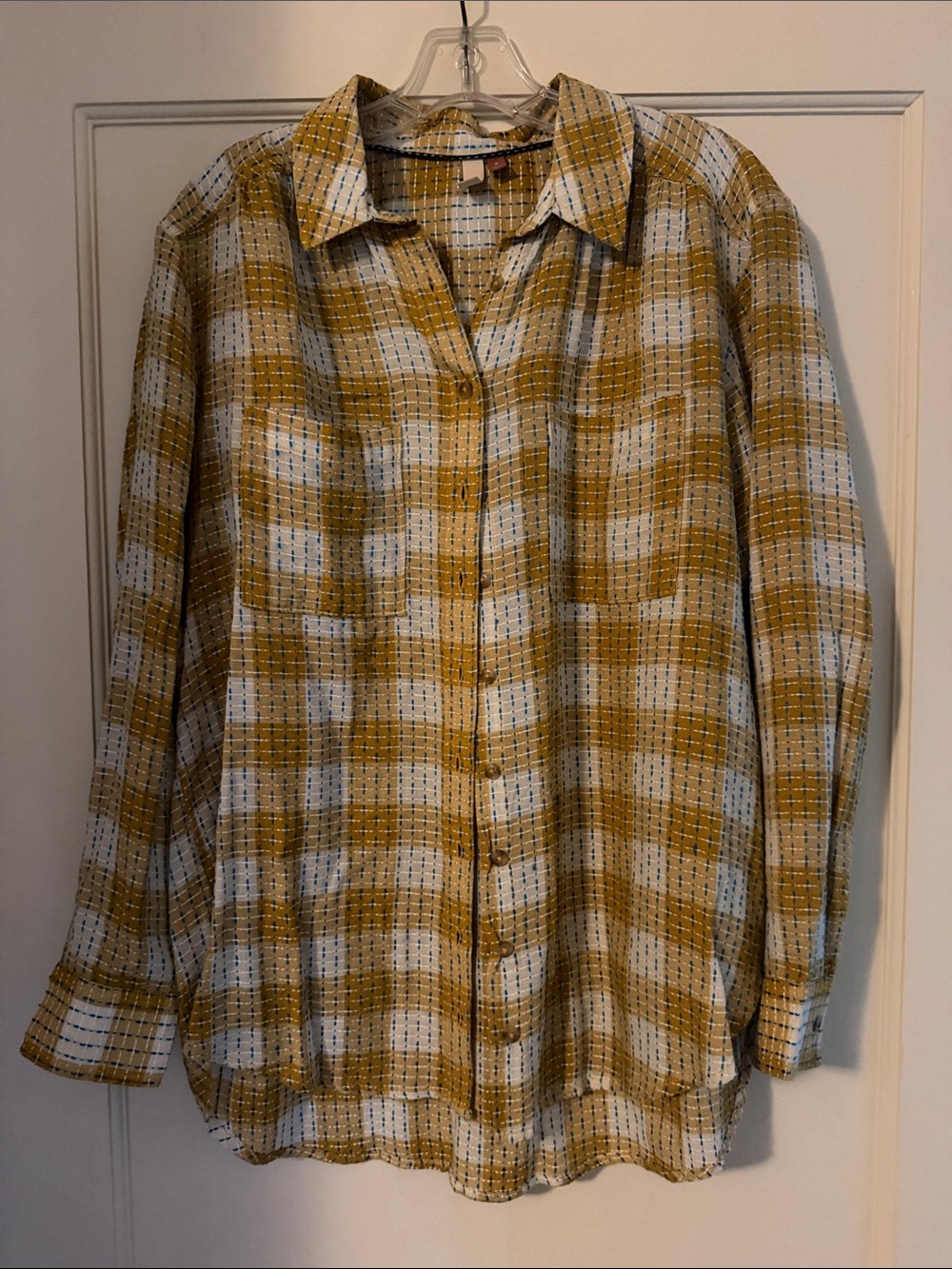 Pilcro Yellow Plaid Button-Up Shirt